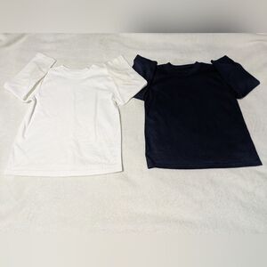 Kids Basic Short Sleeve Tee - White & Navy